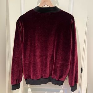 Maroon Velvet zip up bomber jacket